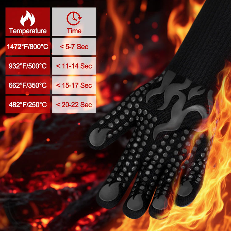 BBQ Gloves 1472F Heat Resistant Silicone Non