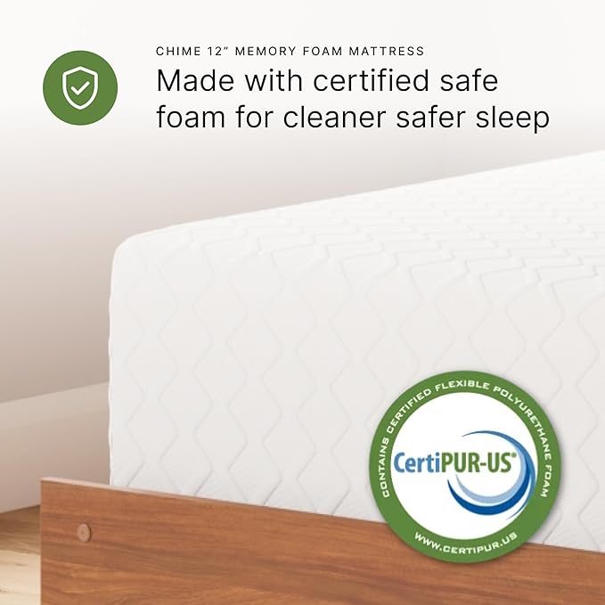 Signature Design by Ashley Twin Size Chime 10 Inch Medium Firm Memory Foam Mattress with Green Tea & Charcoal Gel for Pressure Relief, Fiberglass Free, Mattress In A Box
