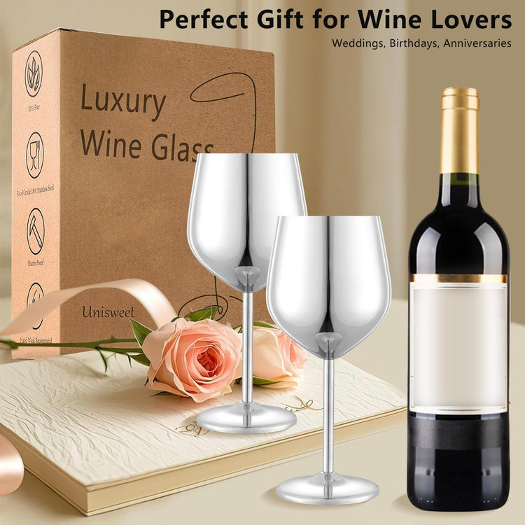 Unbreakable Stainless Steel Wine Glasses Set of 4 (4 Count)