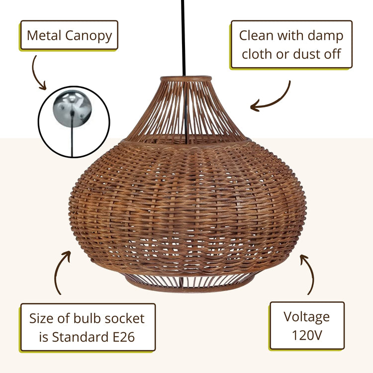 Wicker Pear Pendant Lamp Wicker & Bamboo Ball Pendant Light
