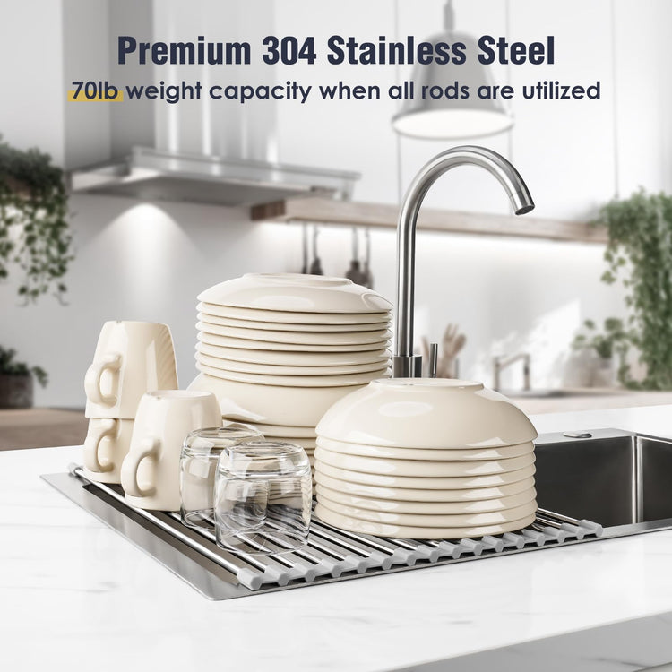 Roll Up Dish Drying Rack Over Sink