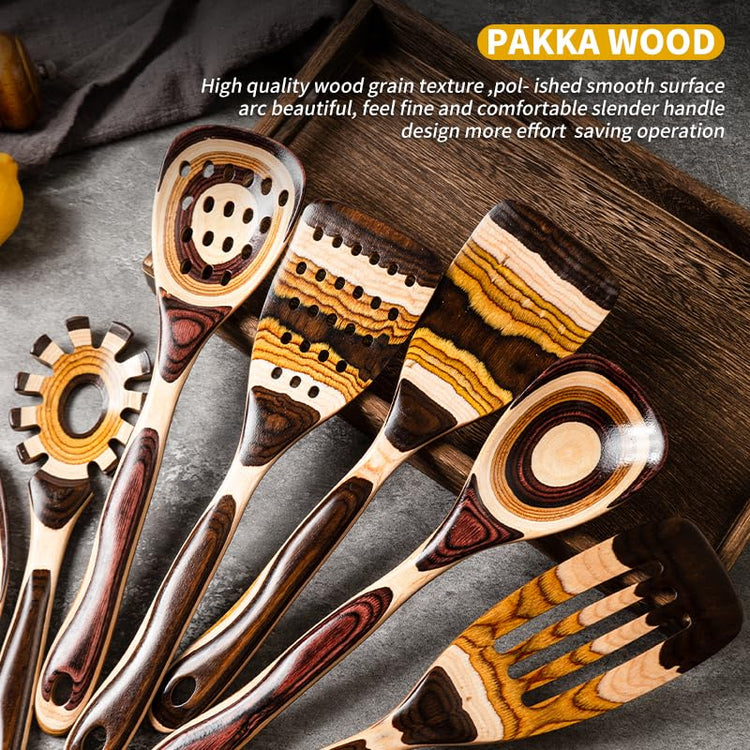 7 Piece Brown Pakkawood Utensils Set (7 Count)