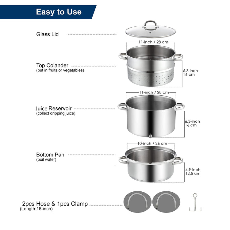 Steam Juicer Pot 11 Quart Stainless Steel