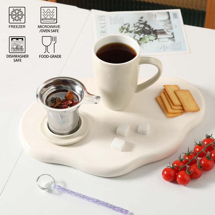 Sweejar Porcelain Tea Mug with Infuser and Lid
