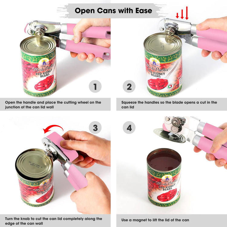 Heavy Duty Hand Can Opener Manual with Magnet Lid Remover