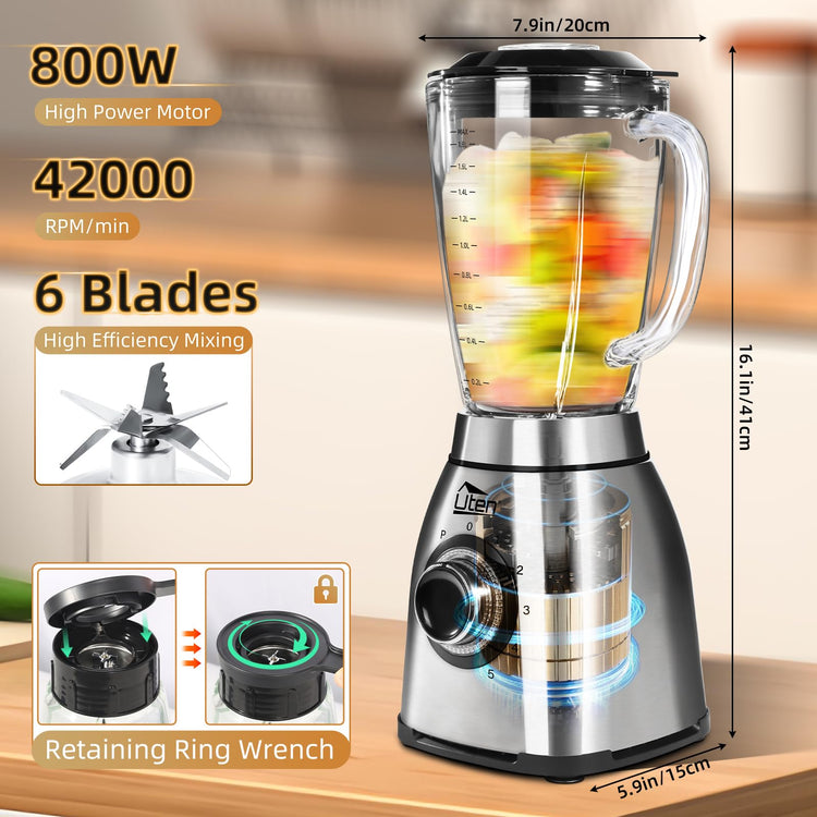 800 Watt Hight Speed Countertop Blender for Smoothies and Shakes
