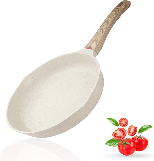 Vinchef Nonstick Frying Pan Anti Scratch,9.5 Inch Skillet Cast Aluminum Cookware, Induction Compatible White - Nestoria