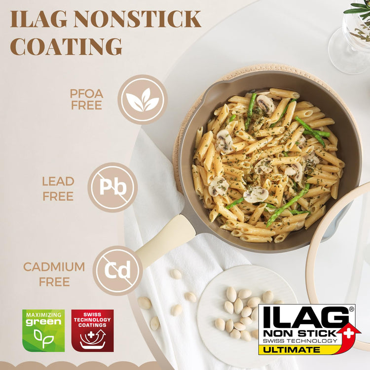 Nonstick Deep Frying Pan with Glass Lid
