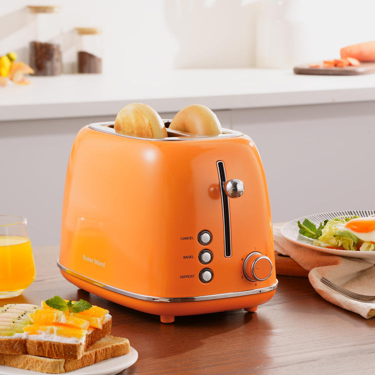 2 Slice Toaster Retro Stainless Steel with Bagel