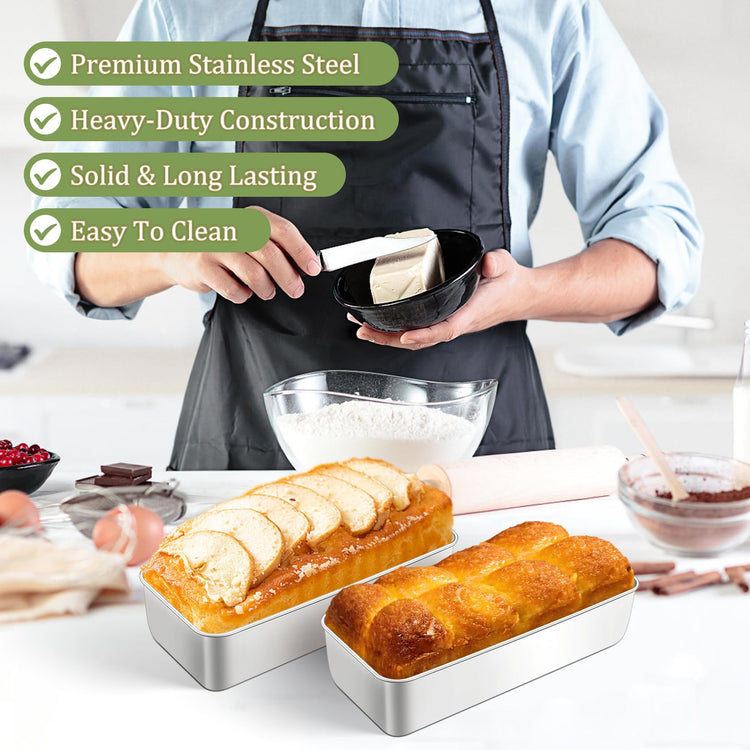 Loaf Pan 12 x 5 Inch Stainless Steel Loaf Pans for Baking Bread (3 Count)