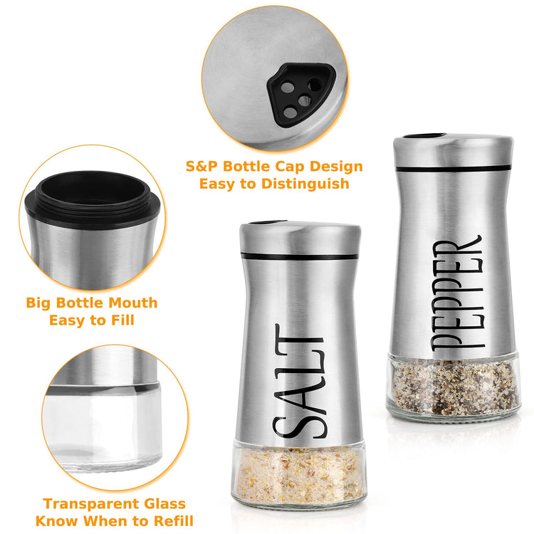 Salt and Pepper Shakers with Adjustable Pour Hole (2 Count)