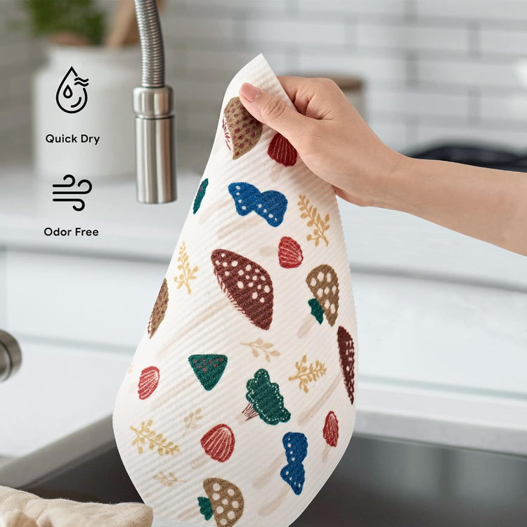 RECYCO Swedish Dishcloths for Kitchen | 4 Pack Oversized Washable Dish Rags | Large Cellulose Reusable Cleaning Paper Towels | Absorbent Counter Dish Cloth Sponge XL Kitchen Wipes, 12" L x 10" W - Nestoria