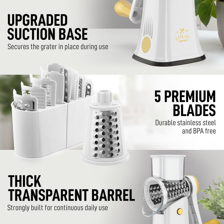 Rotary Cheese Grater 5 Blade Cheese Shredder