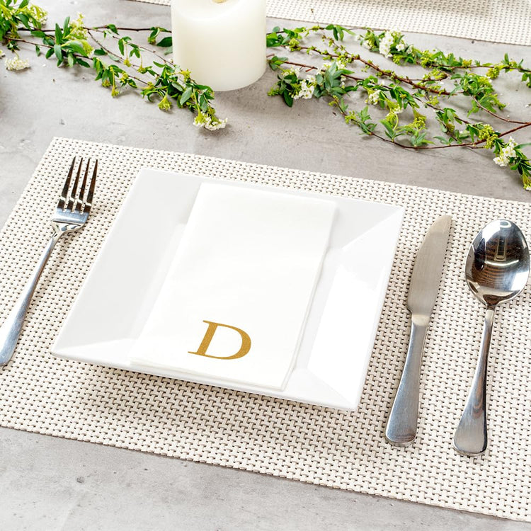 Paper Rectangle Gold Letter D Linen (2000 Count)