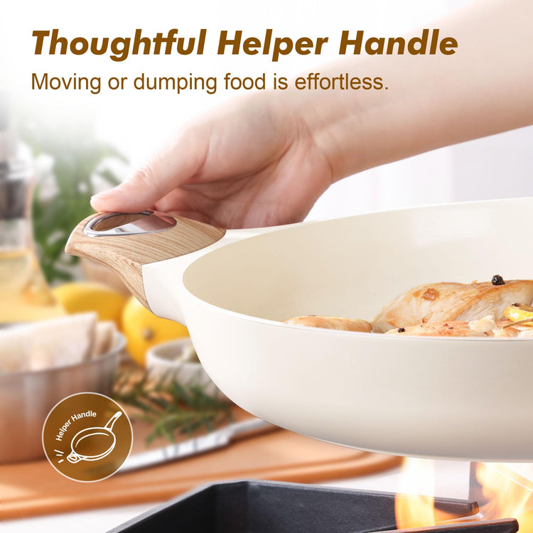 12.5inch Ceramic Nonstick Frying Pan Skillet with Lid