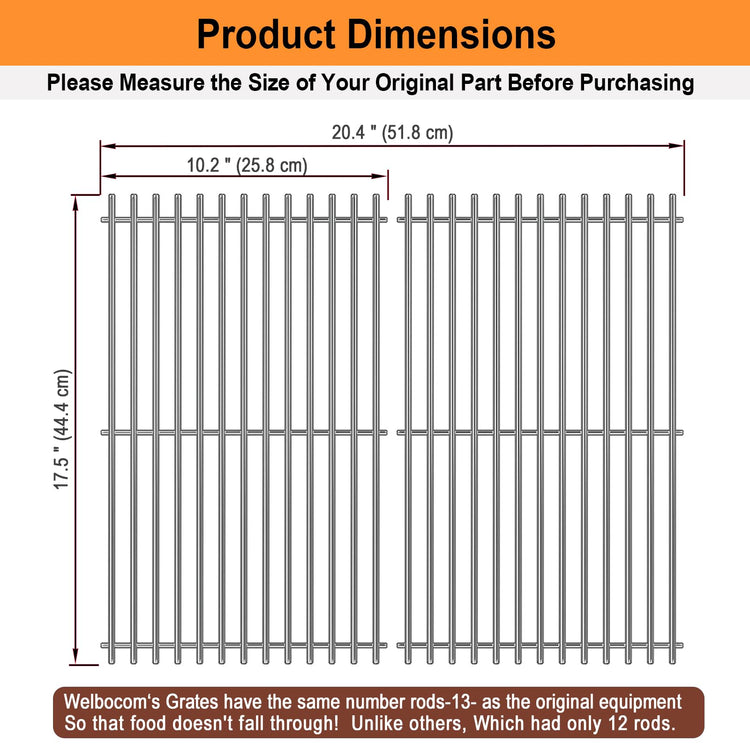 17.5" Stainless Steel Grill Grates