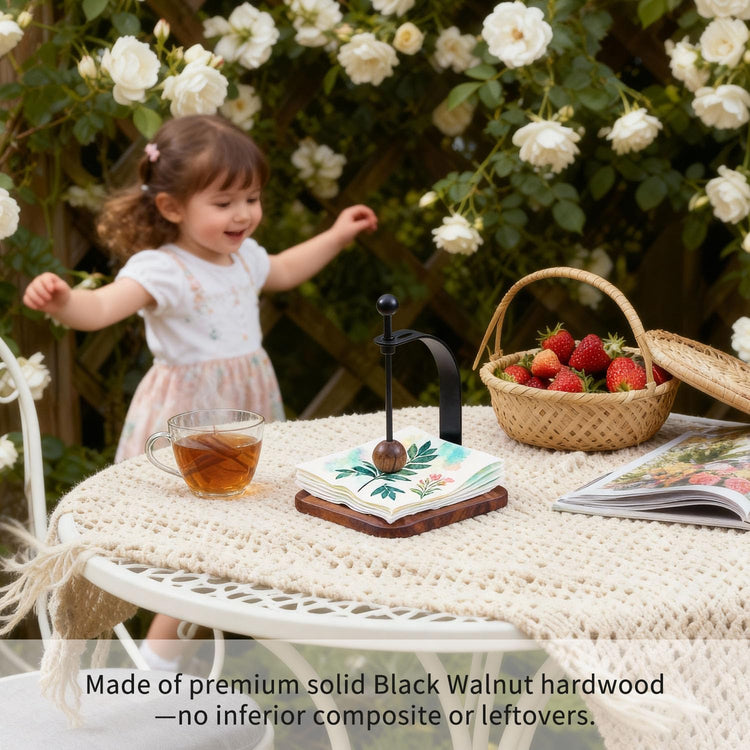 Black Walnut Wooden Napkin Holder for Table