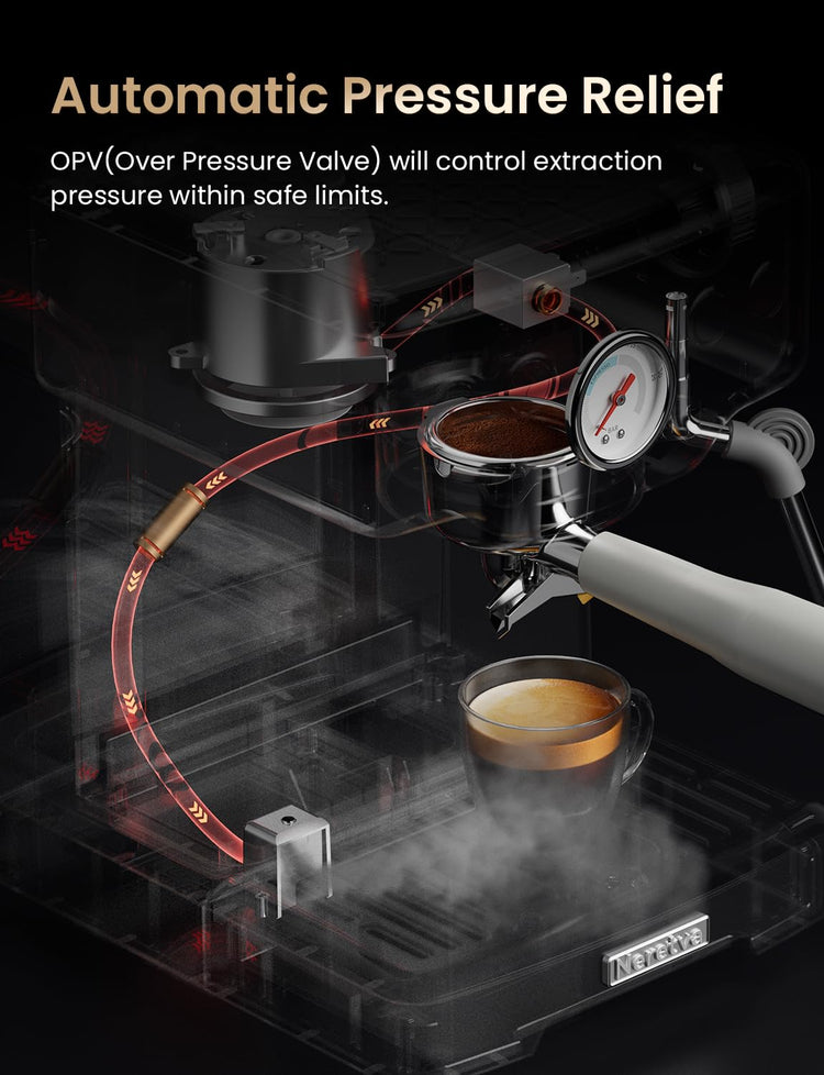 Stainless Steel Espresso Machine with Visible Pressure Guage