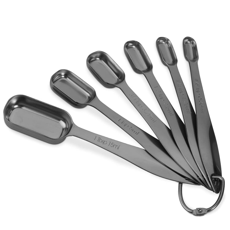 6-Piece 18/8 Stainless Steel Measuring Spoons Set, Dark Gray