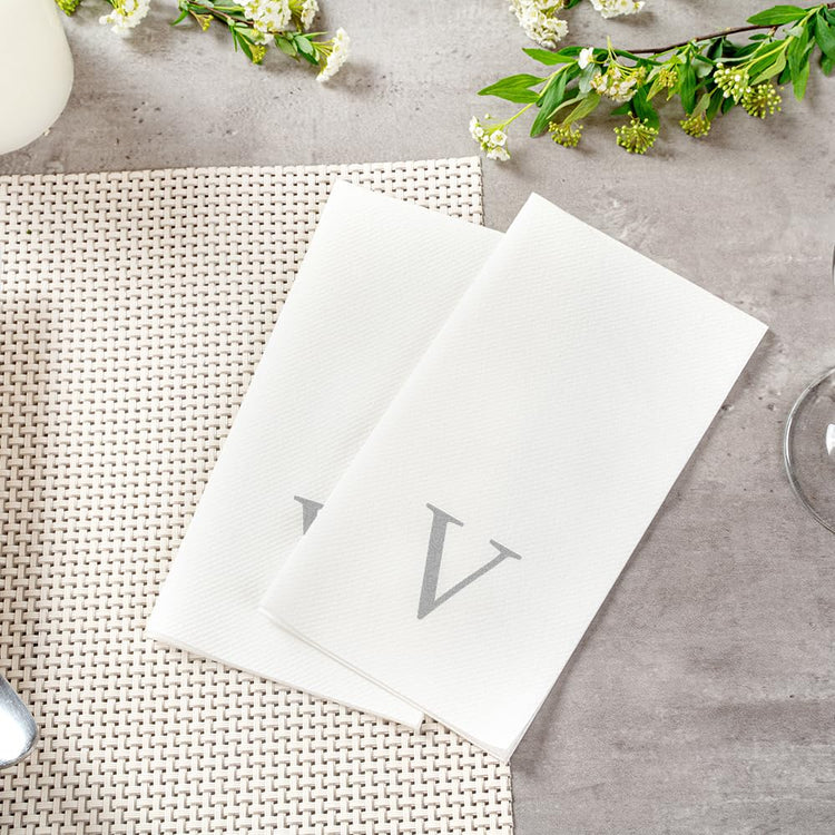 Silver V White Linen Feel Guest Towel Napkin (2000 Count)