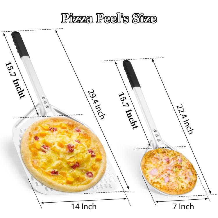 14 Inch + 7 Inch Perforated Pizza Peel Set (2 Count)