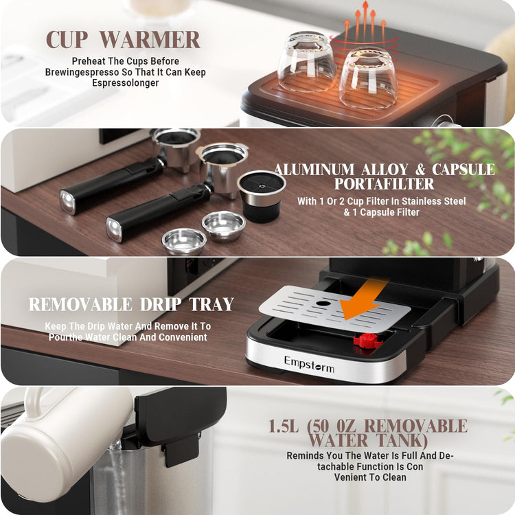20 Bar Espresso Machine with Milk Frother Steam