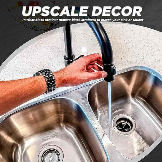 Mudder 3 Pcs Kitchen Sink Drain Strainer and Stopper Stainless Steel Garbage Disposal Plug with Handle Universal Anti-Clogging Kitchen Sink Filter Sieve Basket Strainer(Black Texture)