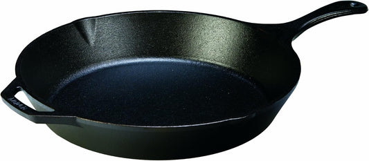 Lodge 13-1/4 Inch Cast Iron Pre-Seasoned Skillet – Signature Teardrop Handle - Use in the Oven, on the Stove, on the Grill, or Over a Campfire, Black - Nestoria