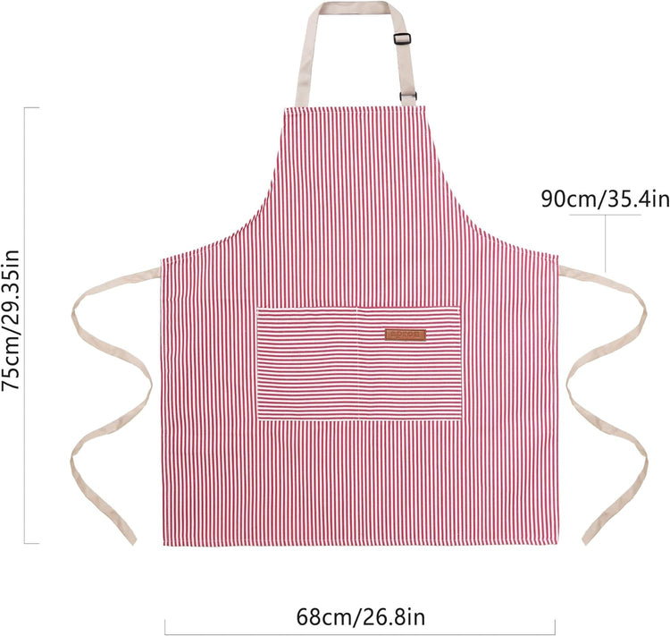2 Pack Cooking Aprons Adjustable Bib Apron for Women with 2 Pockets, Kitchen Restaurant Men Chefs Aprons