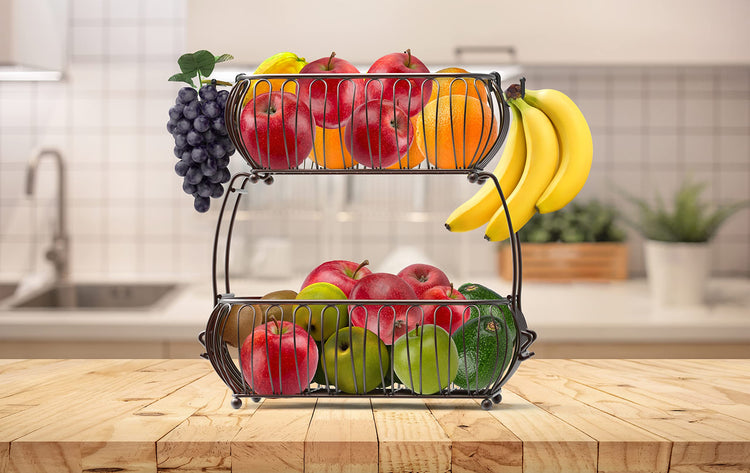 2 Tier Countertop Oblate Fruit Basket Holder (24 Count)