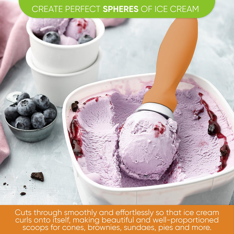Heavy Duty Metal Ice Cream Scoop with Soft Grip Handle