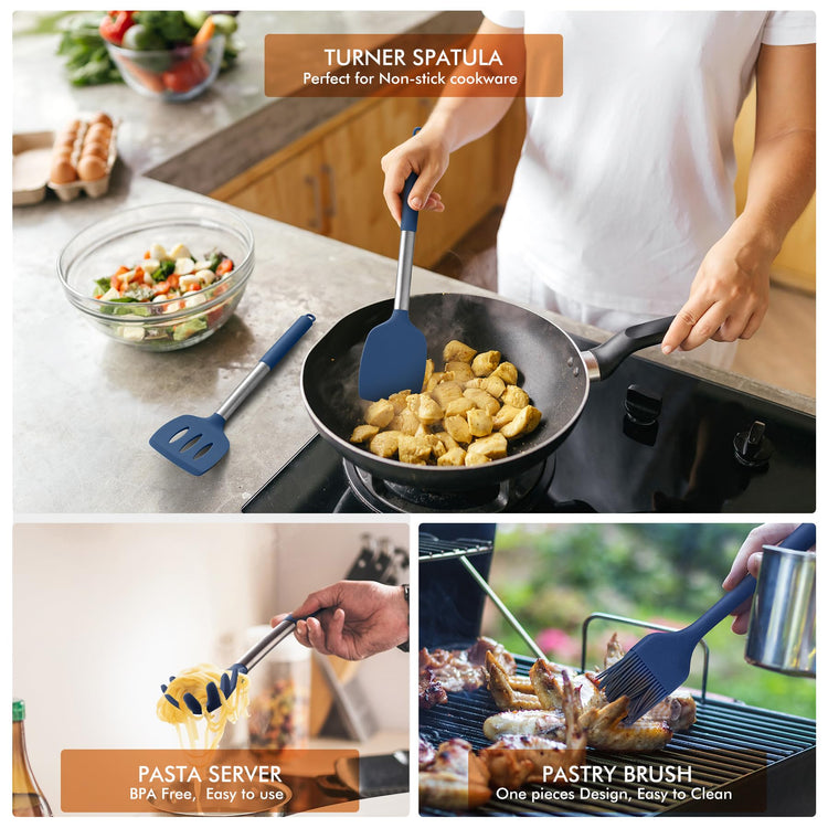 446°F Heat Resistant Silicone Kitchen Utensils (14 Count)