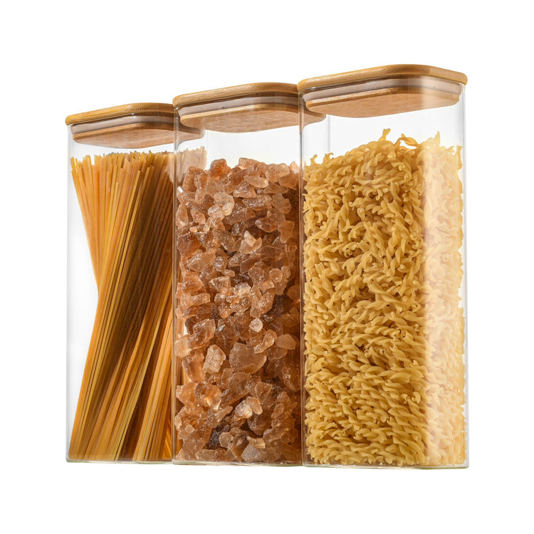 71oz Rectangle Airtight Glass Storage Containers with Bamboo Lids (3 Count)