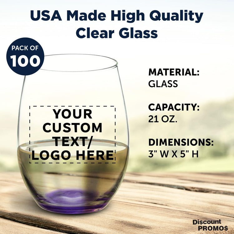 100 ARC Stemless Wine Glasses Set (100 Count)