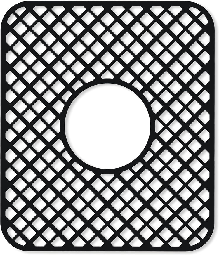 2 Pack Silicone Sink Protector for Kitchen Sink, Lozenge Pattern 13 x 11 inches Sink Grid Mat Silicone Protectors, Center Drain, Black