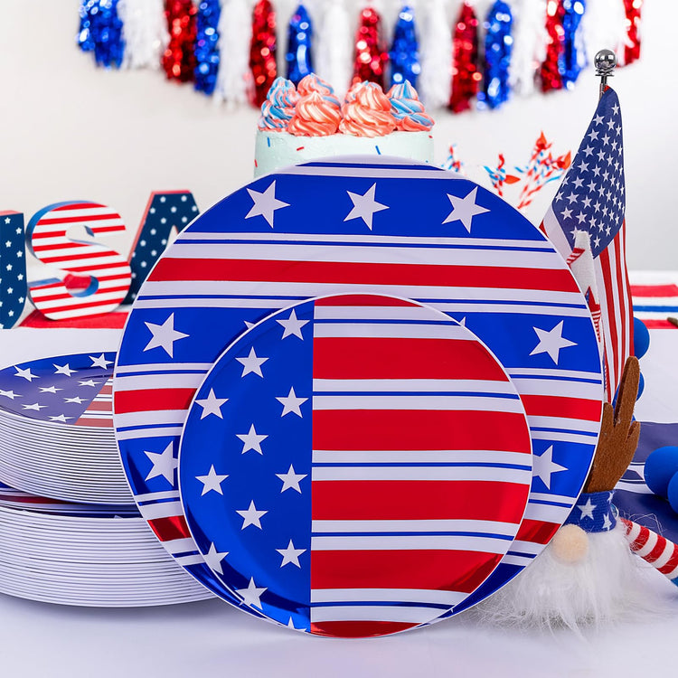 60PCS 4th of July Plates & Red White Blue Plates for Independence Day (60 Count)