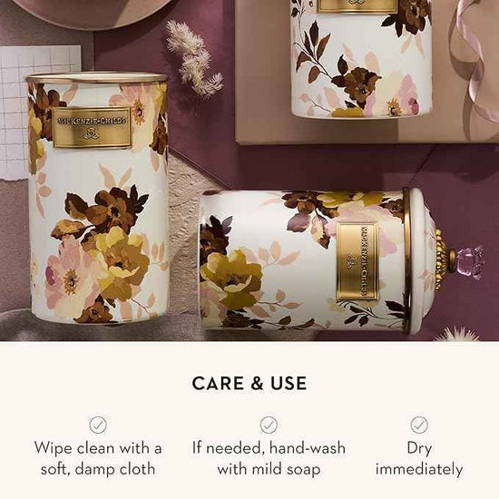 MACKENZIE-CHILDS Enamel Utensil Holder, Stylish Kitchen Countertop Organizer, Wild Rose White