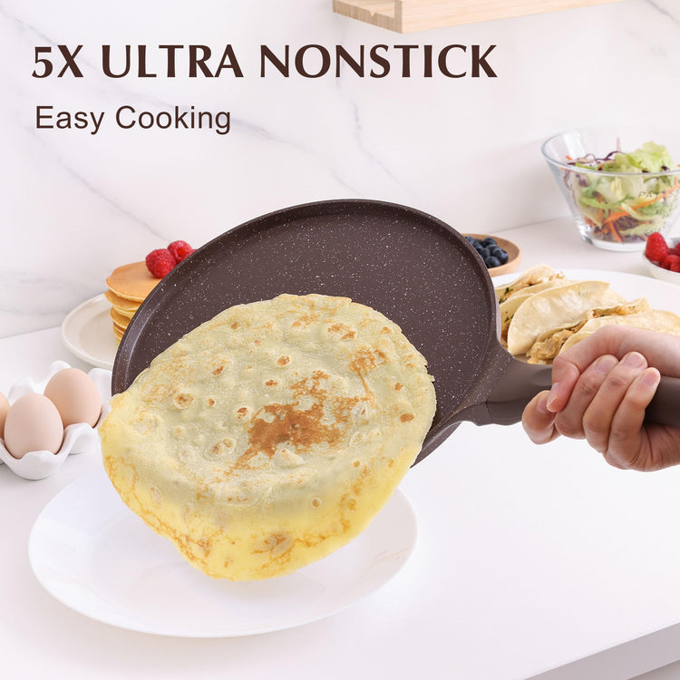 12 Inch Nonstick Crepe Pan Granite Coating Pancake Pan Brown