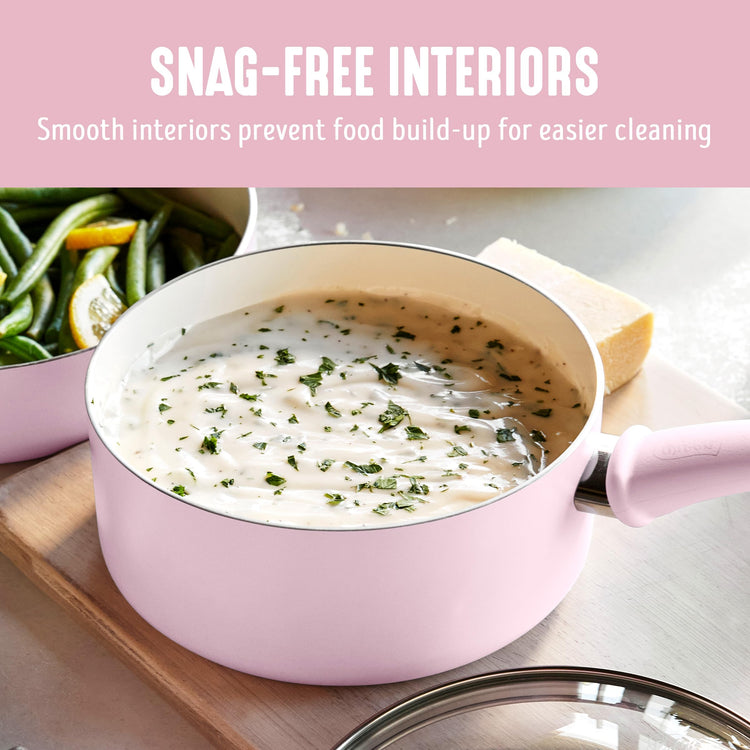 2.5QT Ceramic Nonstick Saucepan with Glass Lid