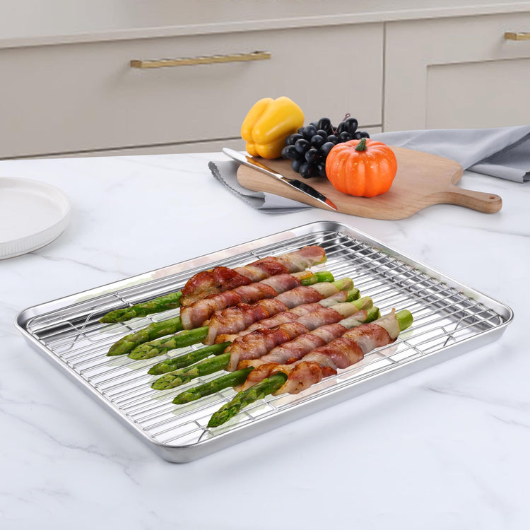 16x12 Inch Baking Sheet with Wire Cooling Rack