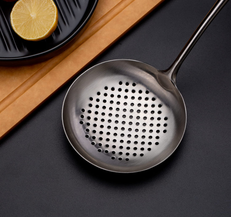 Solid 304 Stainless Steel Skimmer Slotted Spoon Colander Strainer Ladle for Cooking and Frying
