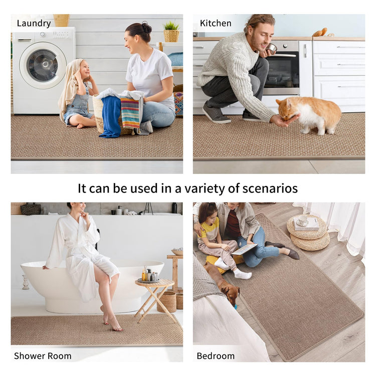 Kitchen Rugs Kitchen Mats for Floor Non Slip Washable Brown 17"x30" (3.557 Sq Ft)