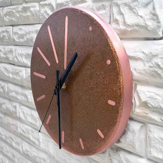 Handmade Pure Copper Wall Clock for Home Decoration, Decor Clock for Living Room, Bedroom and Kitchen, Rustic Decorative Mural Clock Art for Farmhouse (Lines of Time, 11)