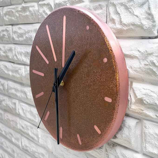 Handmade Pure Copper Wall Clock for Home Decoration, Decor Clock for Living Room, Bedroom and Kitchen, Rustic Decorative Mural Clock Art for Farmhouse (Lines of Time, 17.7)