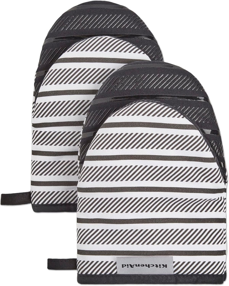 KITCHENAID Albany Mini Oven Mitt 2-Pack Set, Matte Black, 5.5"x8"