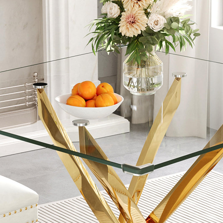 Square Glass Dining Table for 4