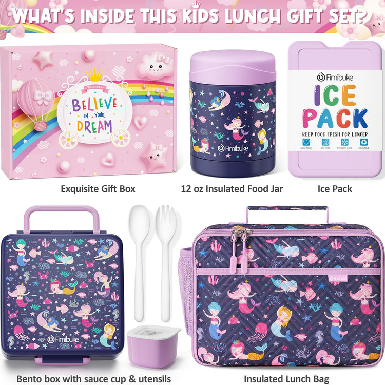 Kids Bento Snack Lunch Box with Thermo Insulated Toddler Lunch Bag