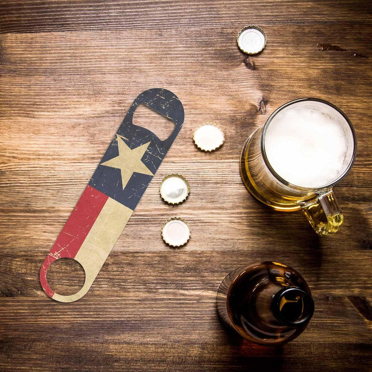 Texan Flag Stainless Steel Bottle Opener Rusty Scratched Sepia Aged Grunge Texan Flag Flat Beer Bottle Opener Keychain for Home Kitchen Bar Restaurant Party Birthday Gift