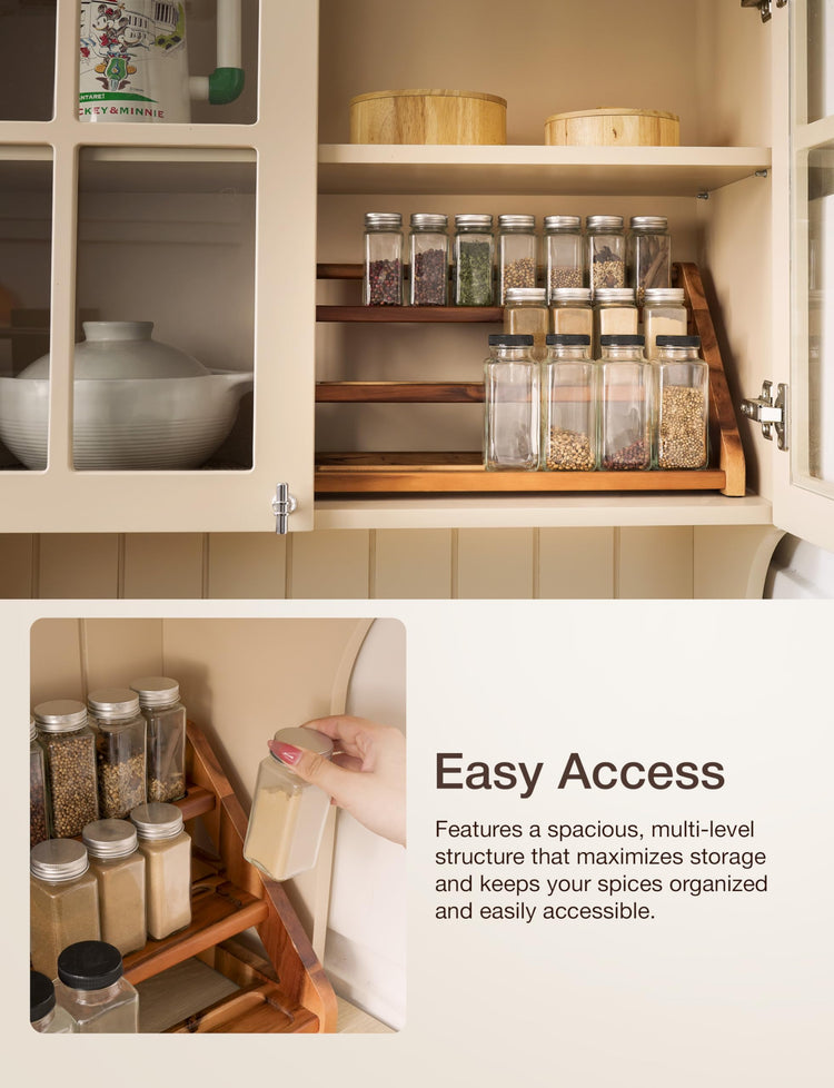 Acacia Wood Spice Rack for Countertop