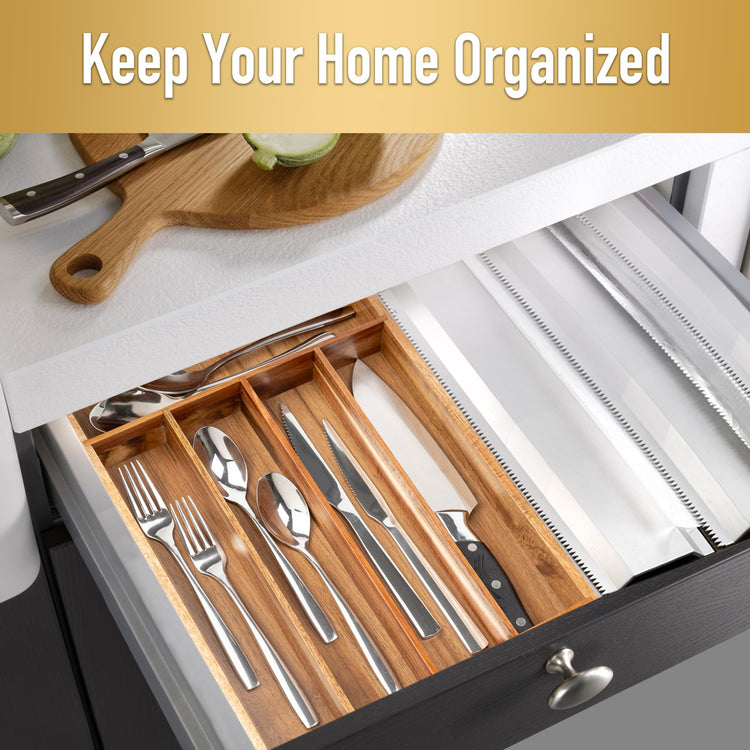 Silverware Organizer Kitchen Drawer Organizer Utensil Organizer Acacia Silverware Holder Cutlery Organizer in Drawer Flatware Organizer Tray